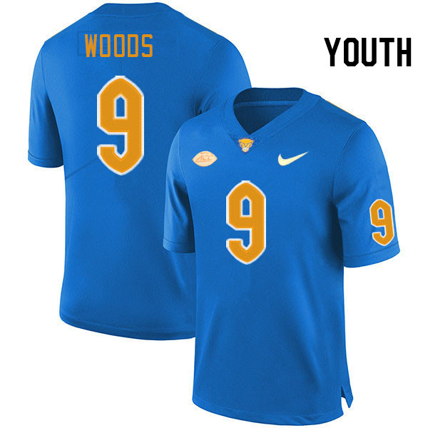 Youth #9 A.J. Woods Pitt Panthers College Football Jerseys Stitched Sale-Royal